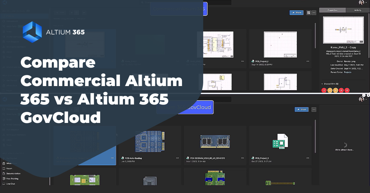 Compare Commercial Altium 365 vs Altium 365 GovCloud