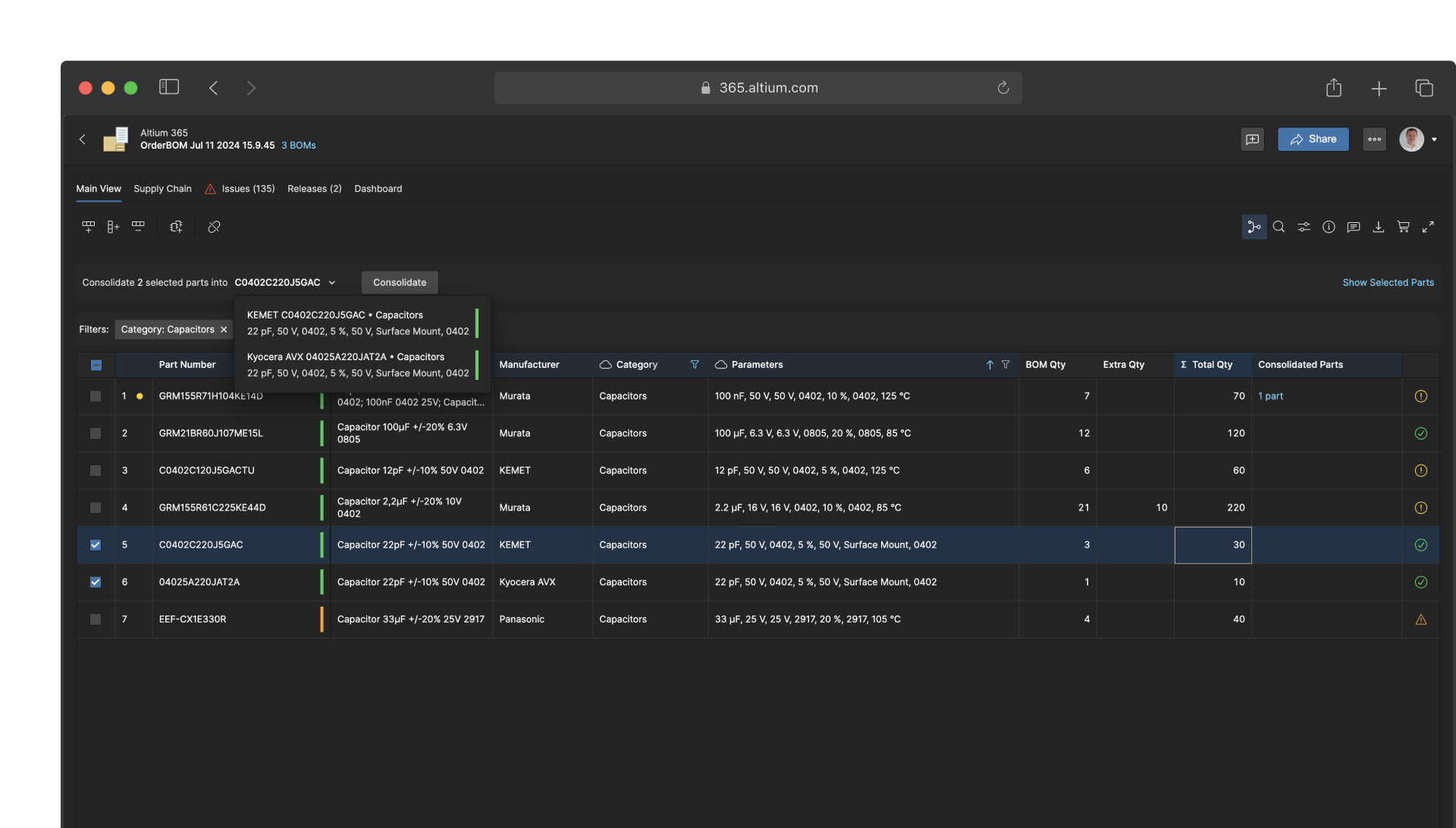 Consolidate BOM
