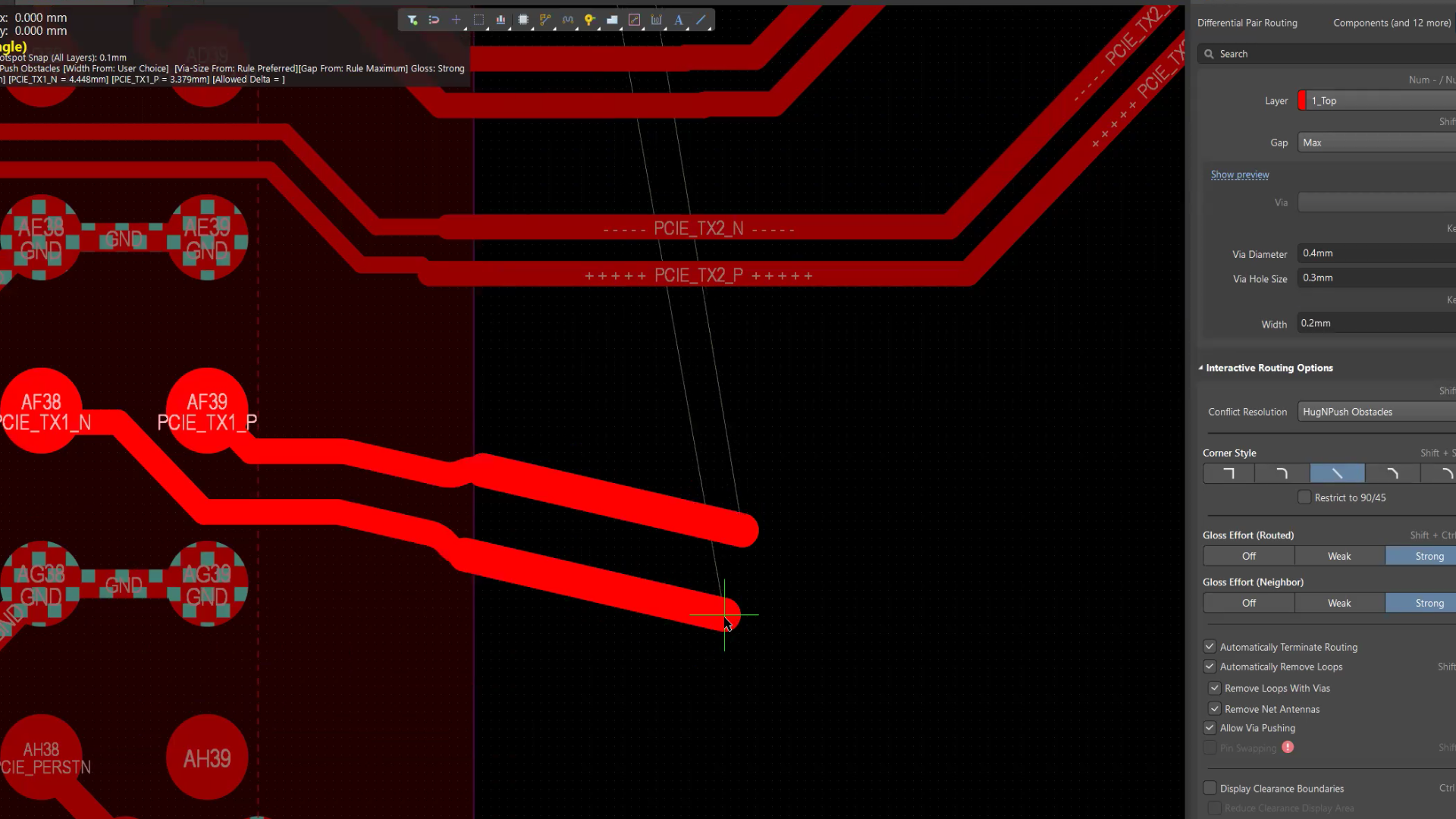 Rounding for Diff Pair Gap Width Transitions
