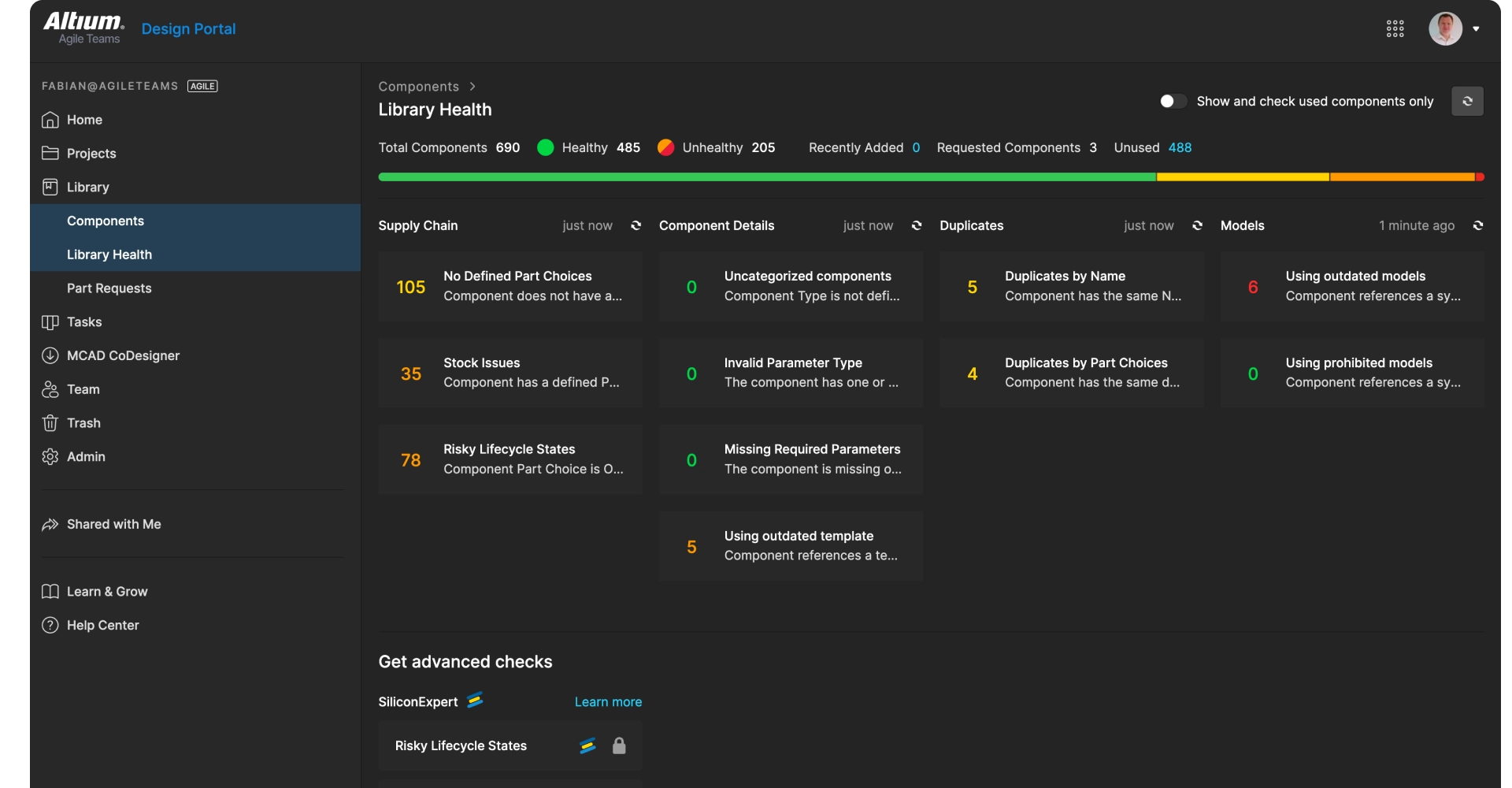 ee BOM and Library Risk Across Every Project the Team Runs