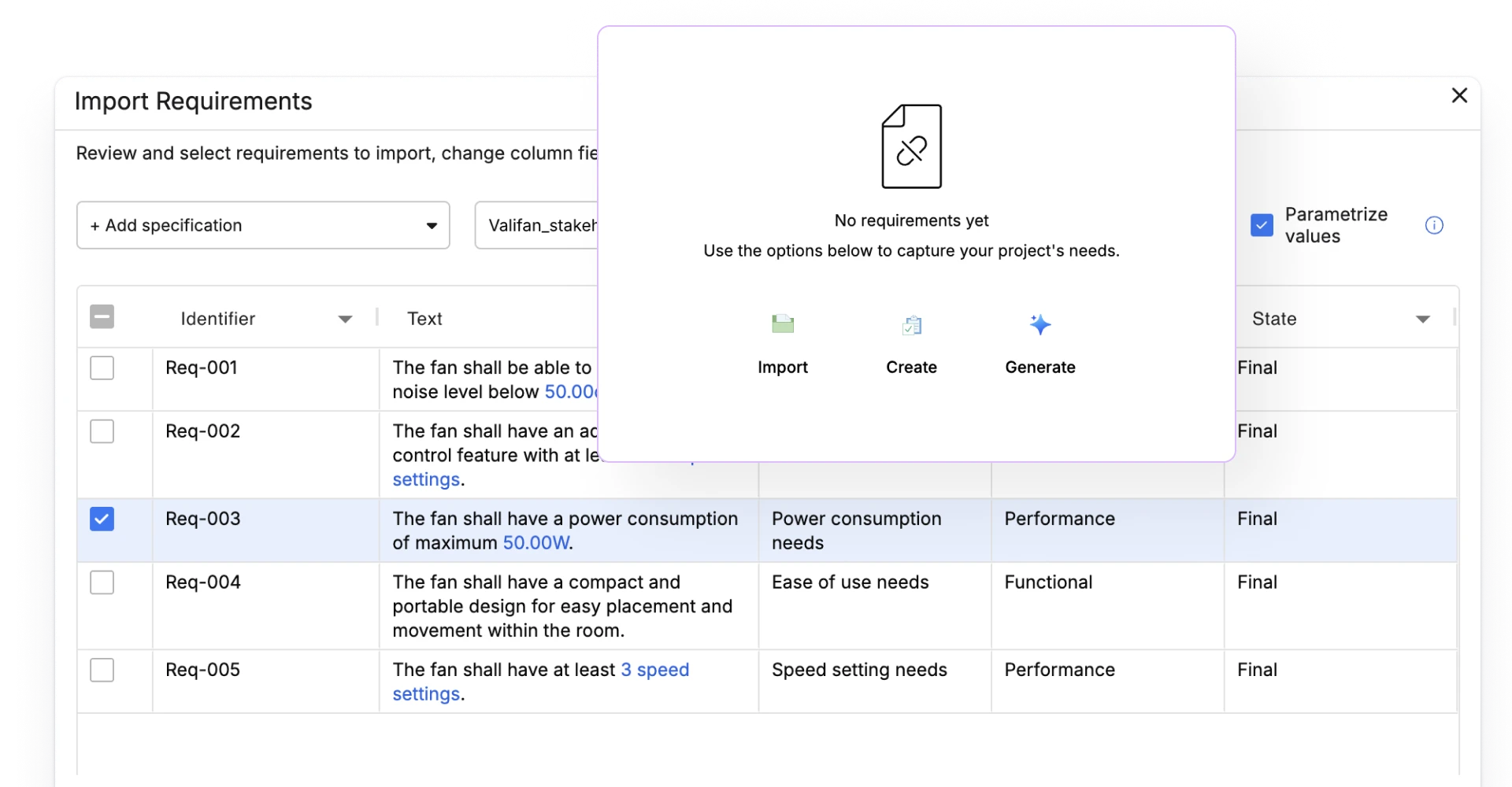 Turn Existing Specifications Into Structured Requirements